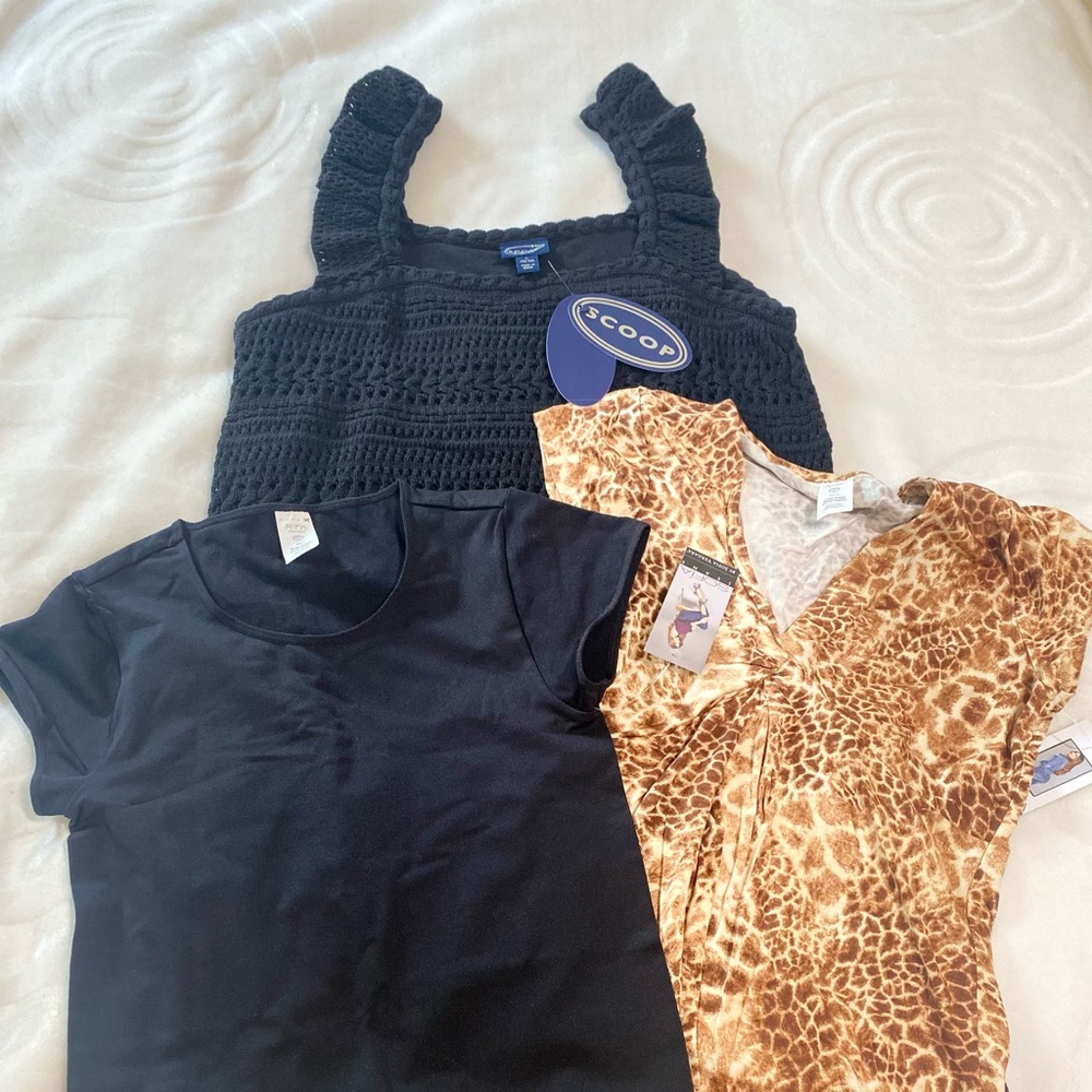 NWT Small bodysuit,medium bodysuit,large crochet dress .$33 for all